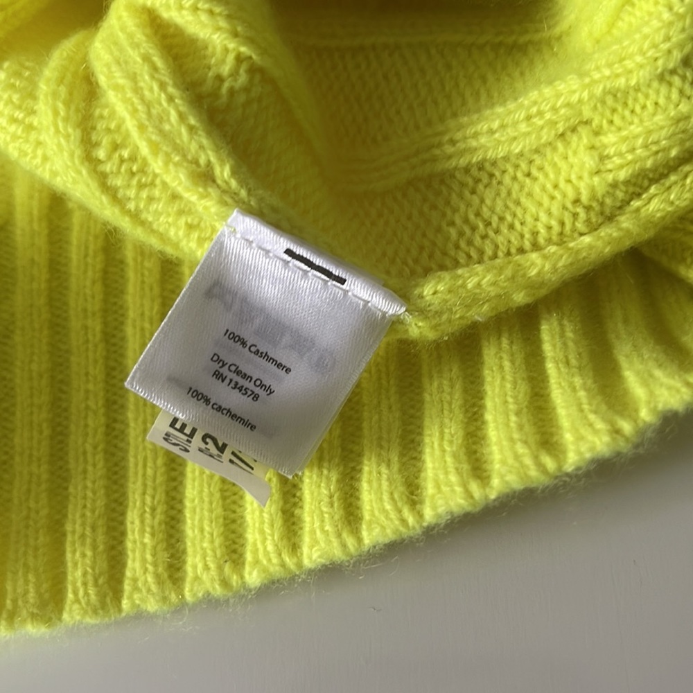 Vineyard Vines Cashmere Coral Lane Cable knit Crew Neck Sweater Bright Citron - Picture 10 of 11